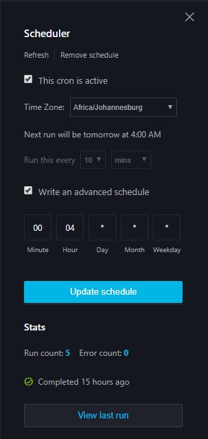 Scheduler setup