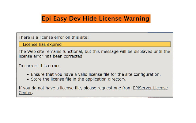 License warning message